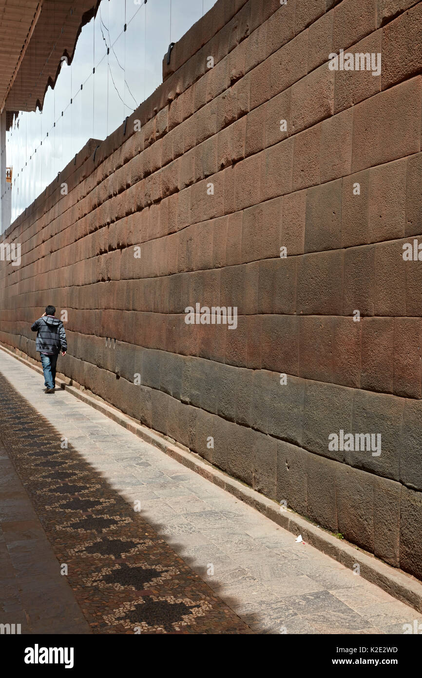 Inca Mauerwerk, Coricancha, Calle Ahuacpinta, Cusco, Peru, Südamerika Stockfoto