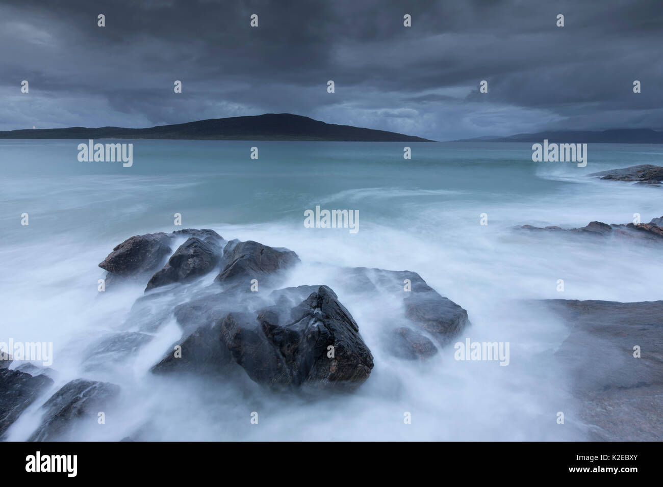 Stürmische Meere über Klang der Taransay, West Harris, Äußere Hebriden, Schottland, UK, September 2014. Stockfoto