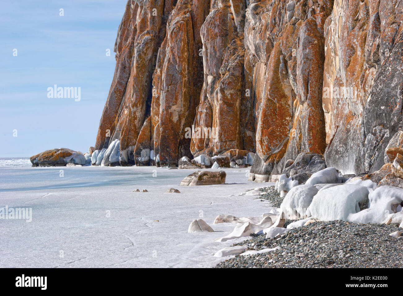 Eisfeld, Sagan Zaba Bay, am Baikalsee im Frühjahr, Baikalsee, Sibirien, Russland, März 2014. Stockfoto
