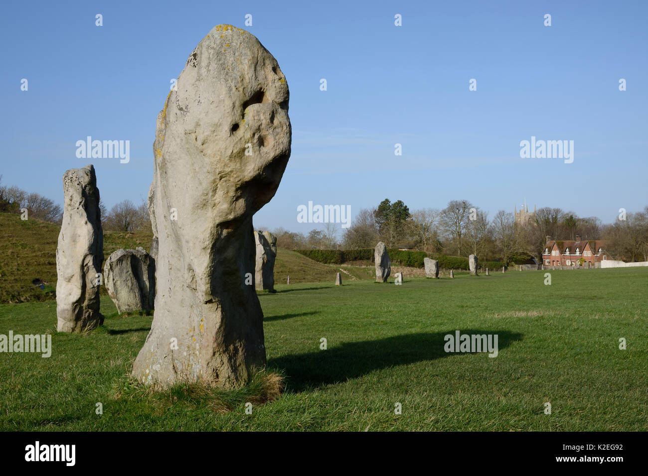 Jungsteinzeit Megalithen, Steinkreis von Avebury, Wiltshire, UK, Februar 2014. Stockfoto