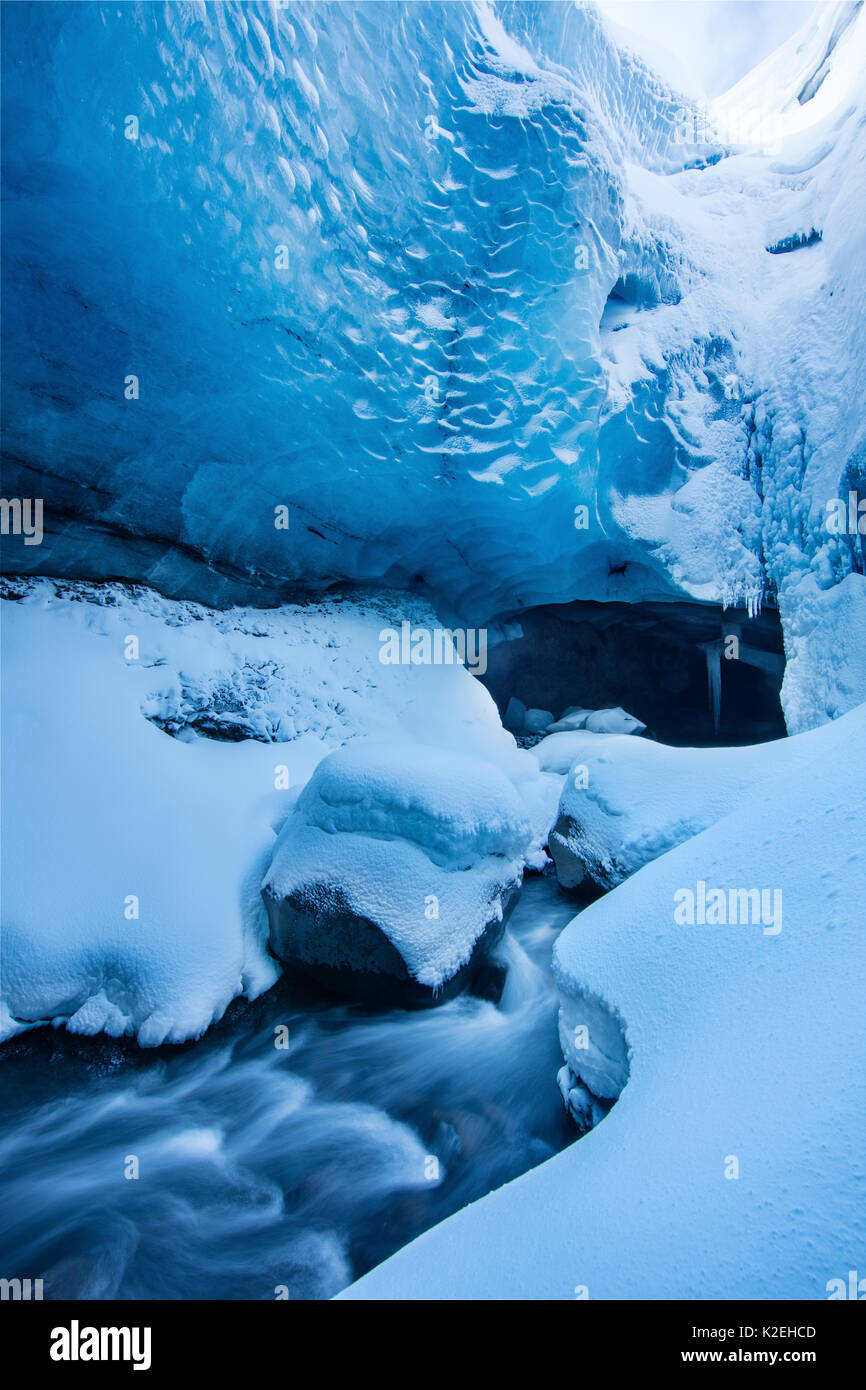 Eishöhle Porsmorck, Island, Februar 2016. Stockfoto