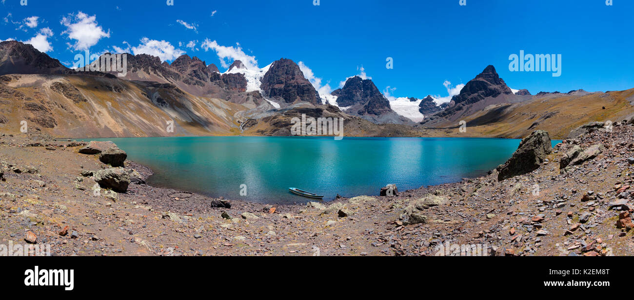 Ch'iyar Quta see panorama, Bolivien. Dezember 2016. Stockfoto