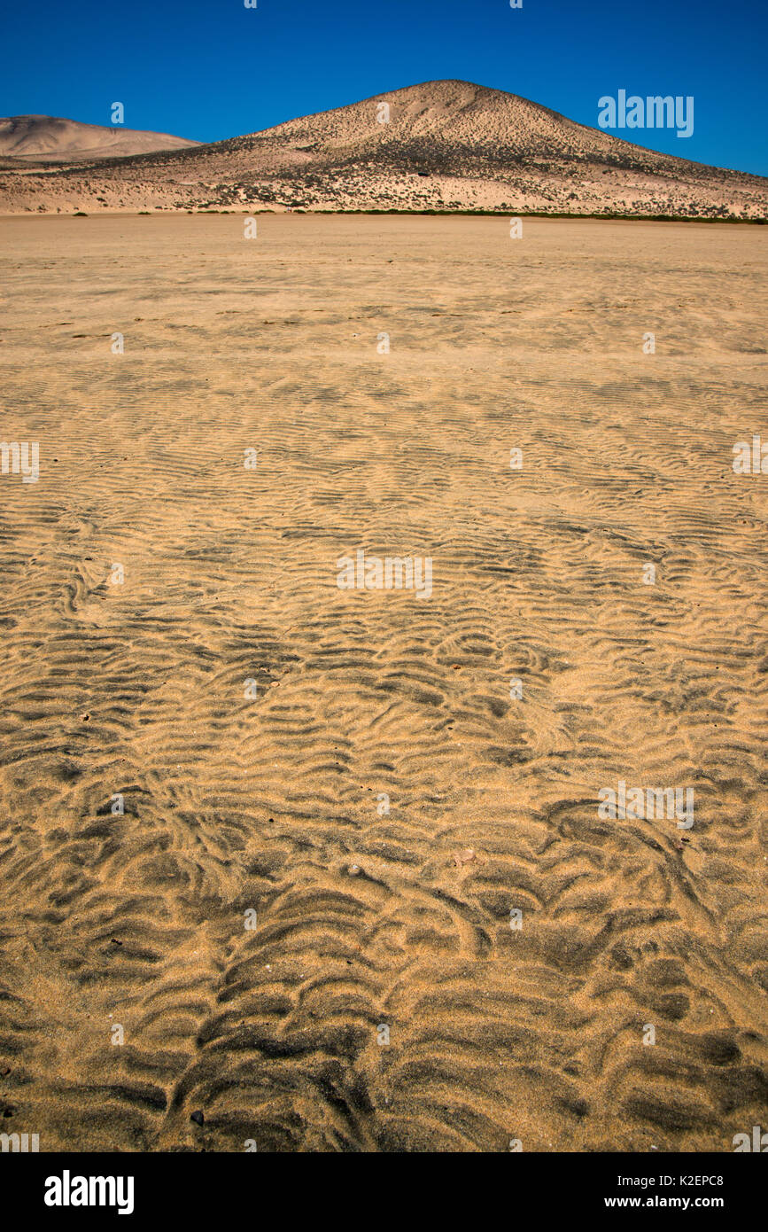 Wellen in Sand und kleinen Hügel. Fuerteventura, Kanarische Inseln. April 2013. Stockfoto