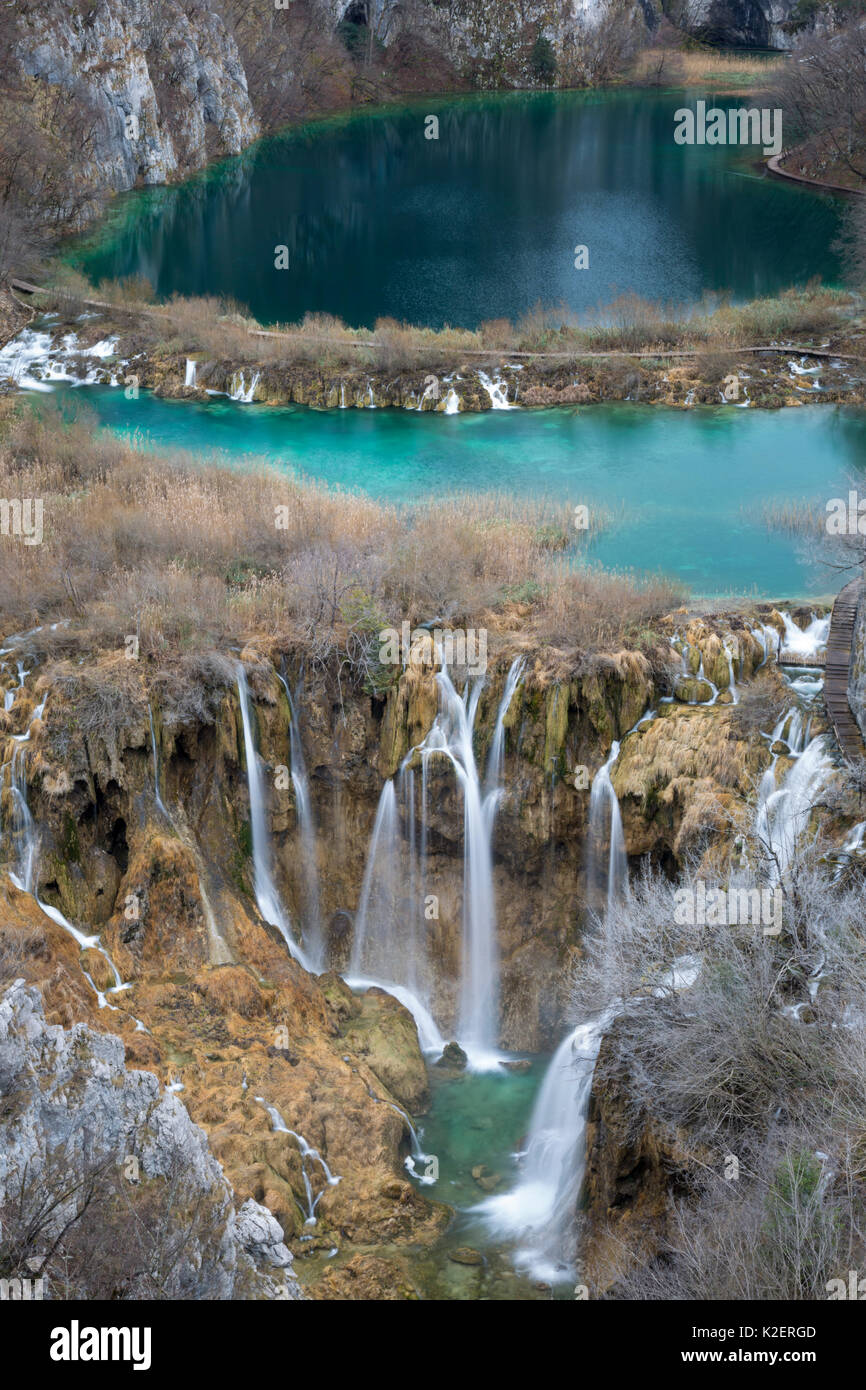 Blick Korana Schlucht, Nationalpark Plitvicer Seen, Kroatien. Januar 2015. Stockfoto