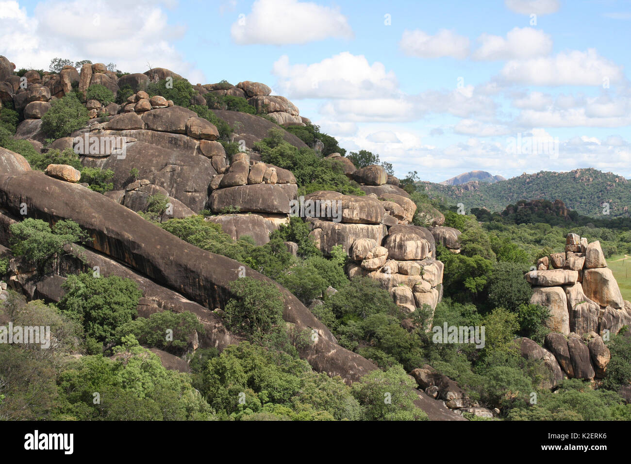 Landschaft der Matobo Hills, Simbabwe. Januar 2011. Stockfoto