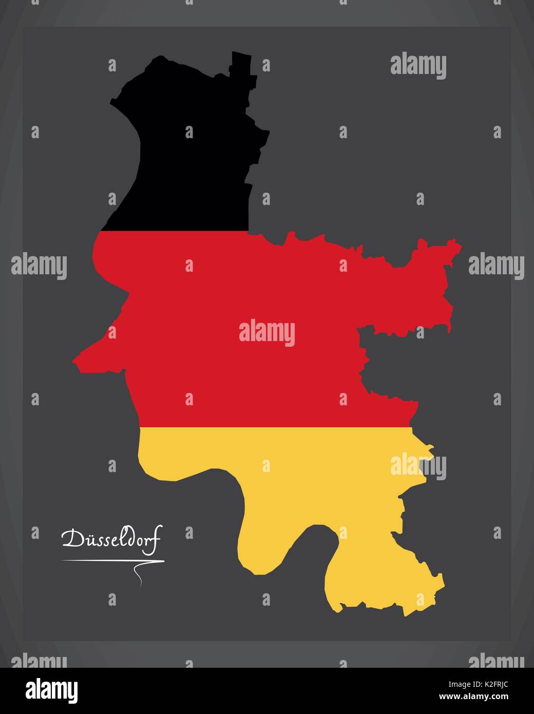 Düsseldorf City Karte mit deutschen Nationalflagge Abbildung Stock Vektor