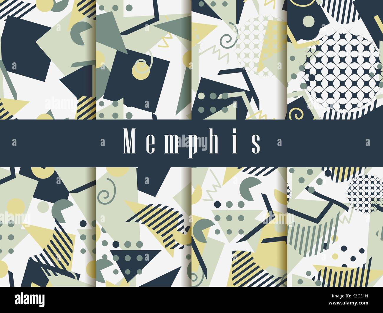 Memphis nahtlose Muster. Geometrische Elemente Memphis im Stil der 80er Jahre. Vector Illustration Stock Vektor
