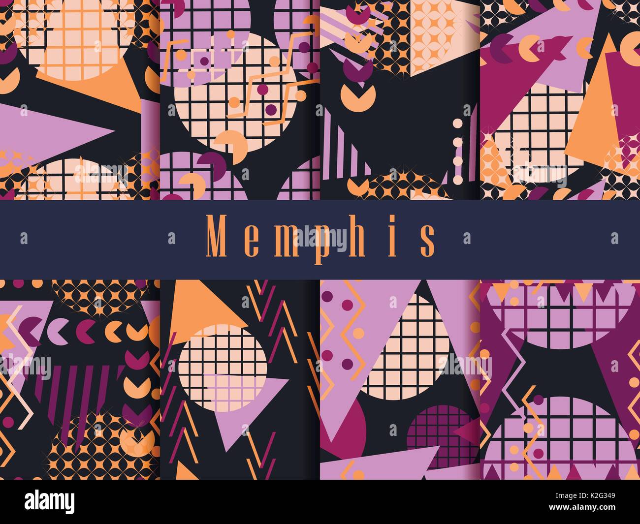 Memphis nahtlose Muster. Geometrische Elemente Memphis im Stil der 80er Jahre. Vector Illustration Stock Vektor