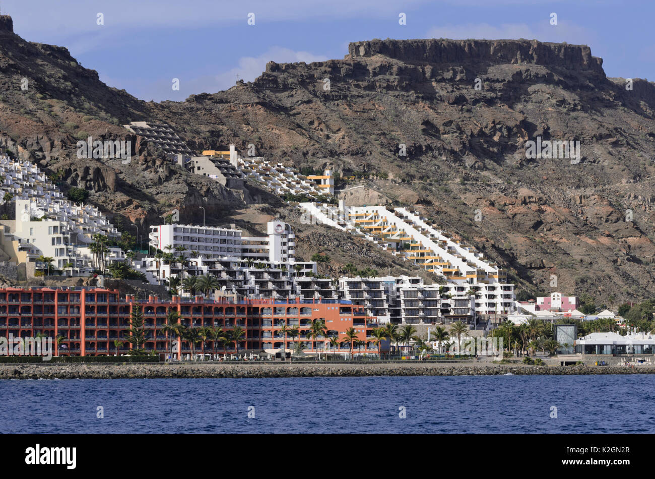 Hanglage mit Hotels und Feriendörfer, taurito, Gran Canaria, Spanien Stockfoto