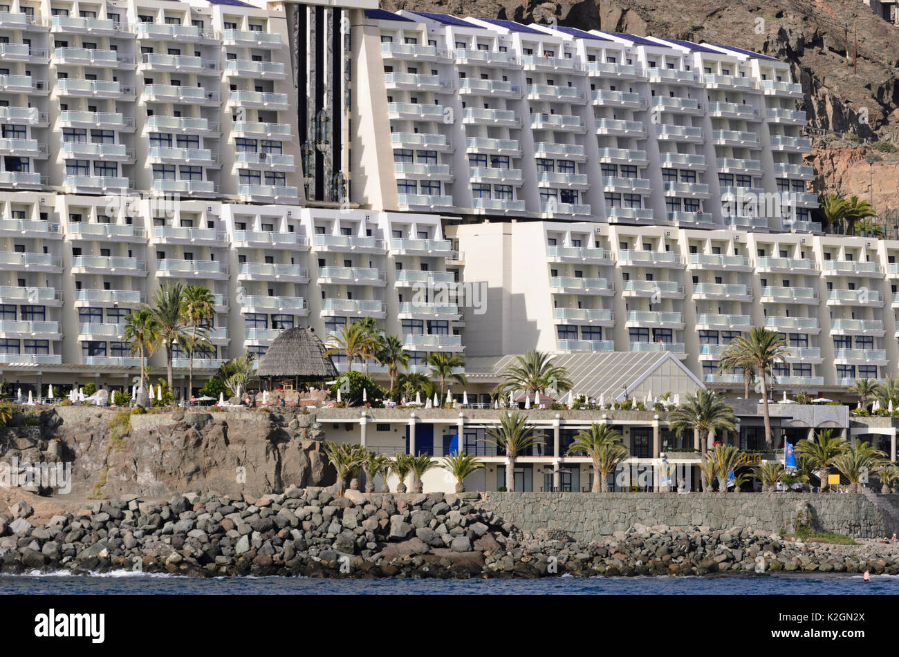 Hanglage mit Hotels und Feriendörfer, taurito, Gran Canaria, Spanien Stockfoto