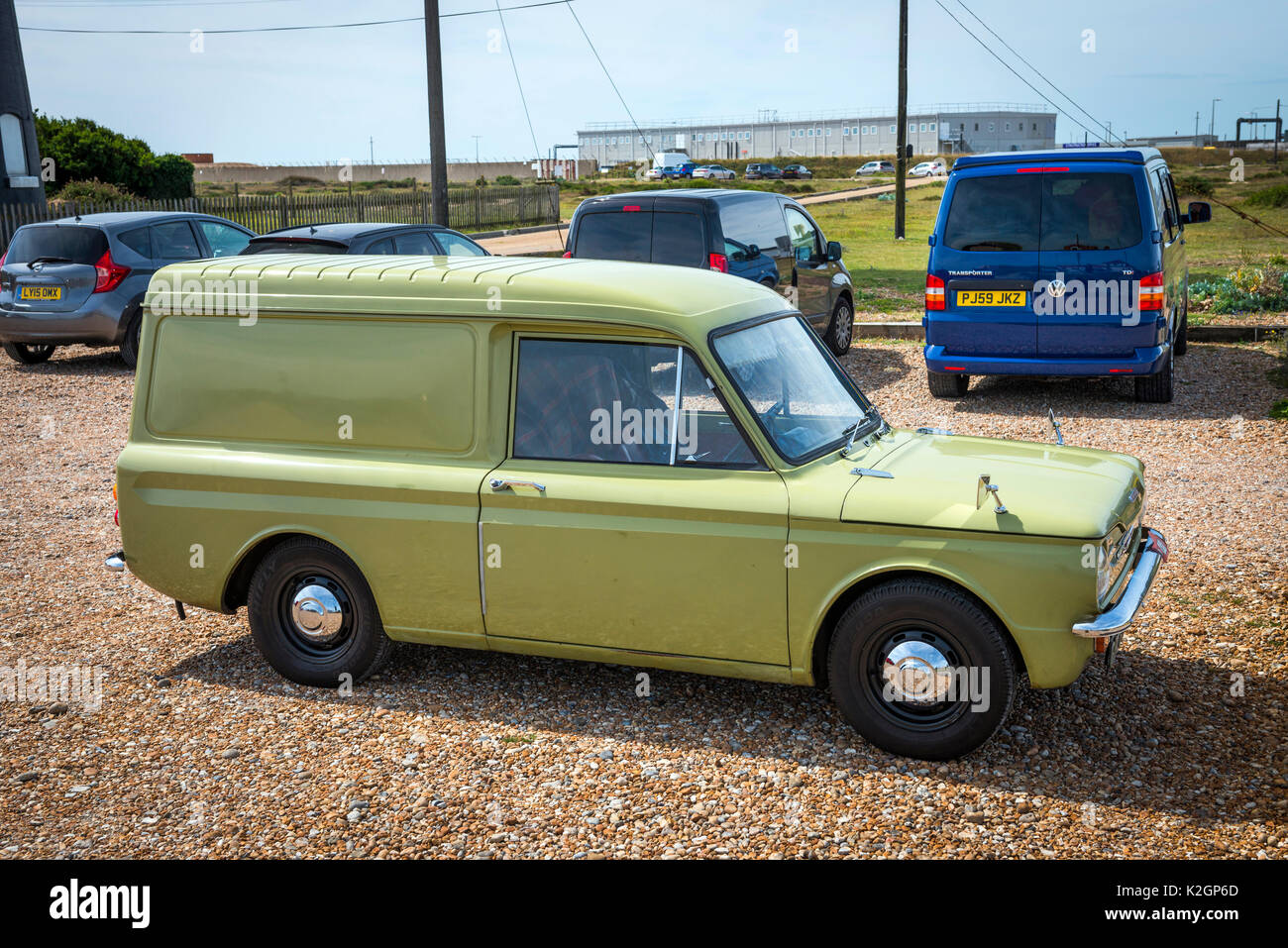 1966 Hillman Imp Commer Van in Dungeness, Kent, Großbritannien Stockfoto