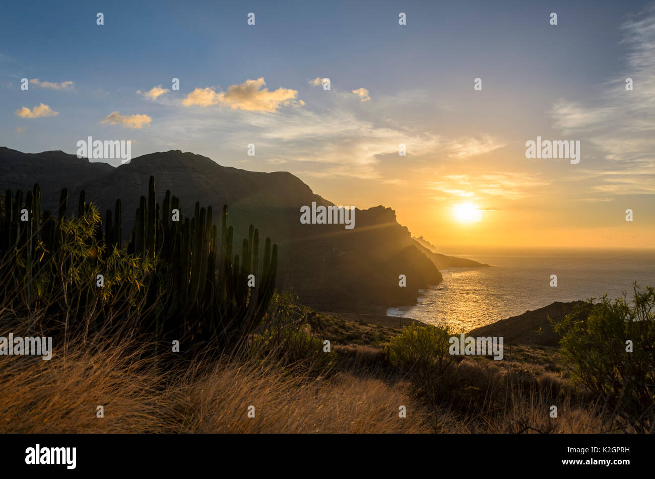 Westküste bei Sonnenuntergang, Gran Canaria, Spanien Stockfoto