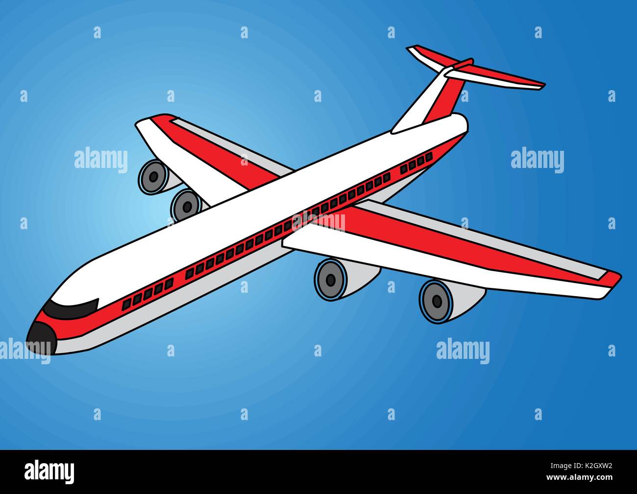 Abbildung: fliegende Flugzeug isoliert auf weißem Hintergrund - Vector Illustration Stock Vektor