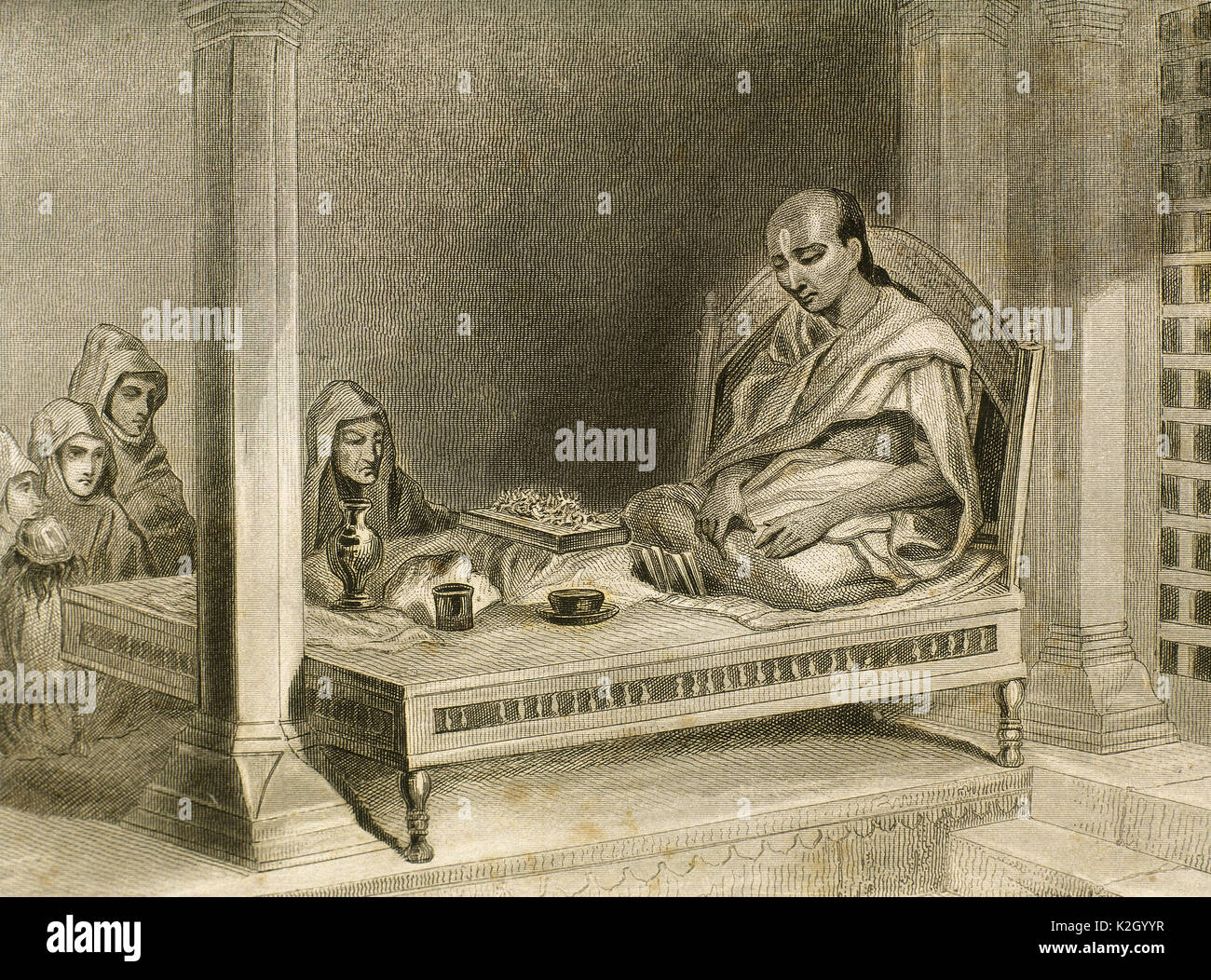 Indien. Pandit die Erklärung der Heiligen Schrift. Anonymer Kupferstich. Lemaitre Direxit. "Panorama Universal, Indien, 1845. Stockfoto