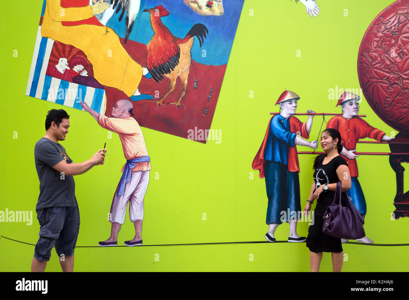 Menschen und Gedränge in den Straßen von Hong Kong Stockfoto