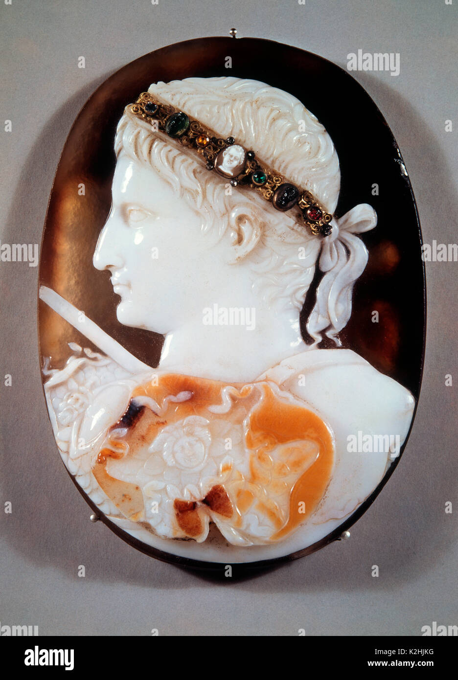 Cameo. Sardonyx. Portrait des Augustus das Tragen der Ägide von Minerva Stockfoto