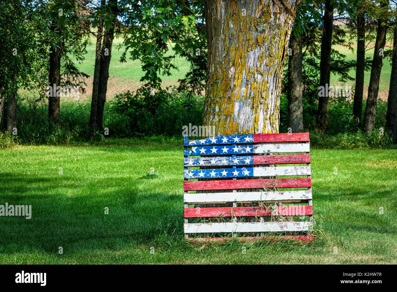 Gerade über alles kann patriotischen im Wisconsin Landschaft. Stockfoto