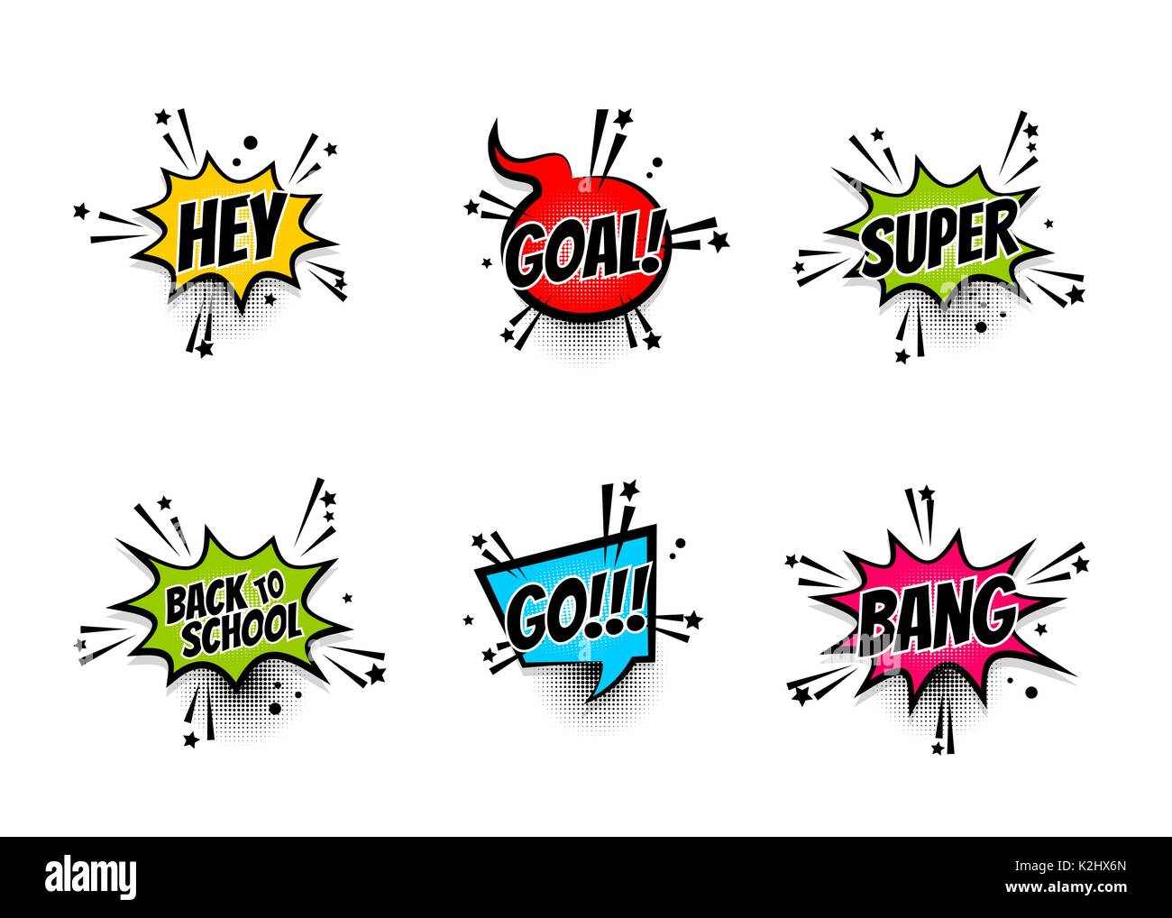 Comic-Text Speech Bubble Pop-Art Satz Stock Vektor