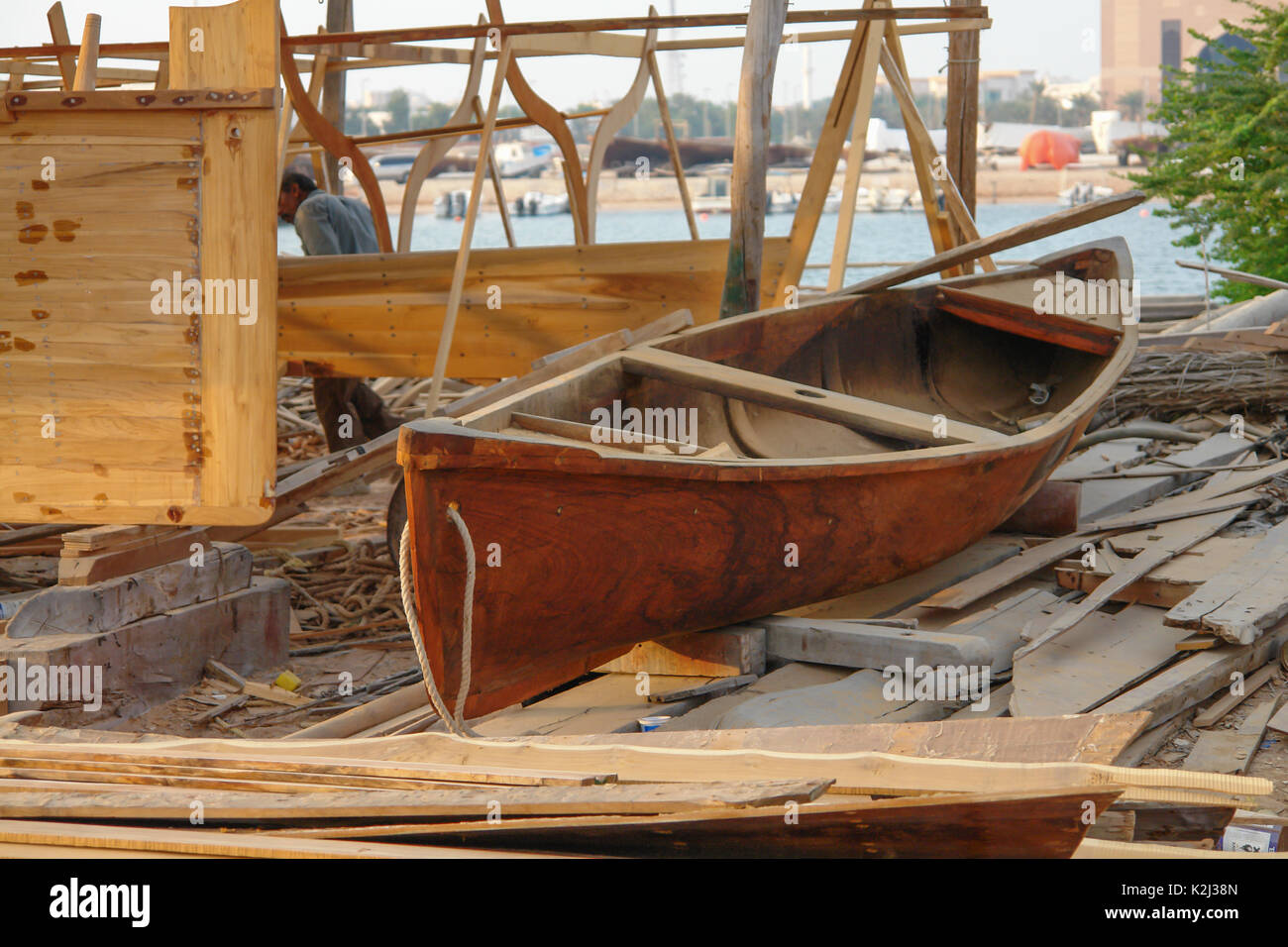 Boote aus Holz, Tauschwaren, Abu Dhabi Stockfoto