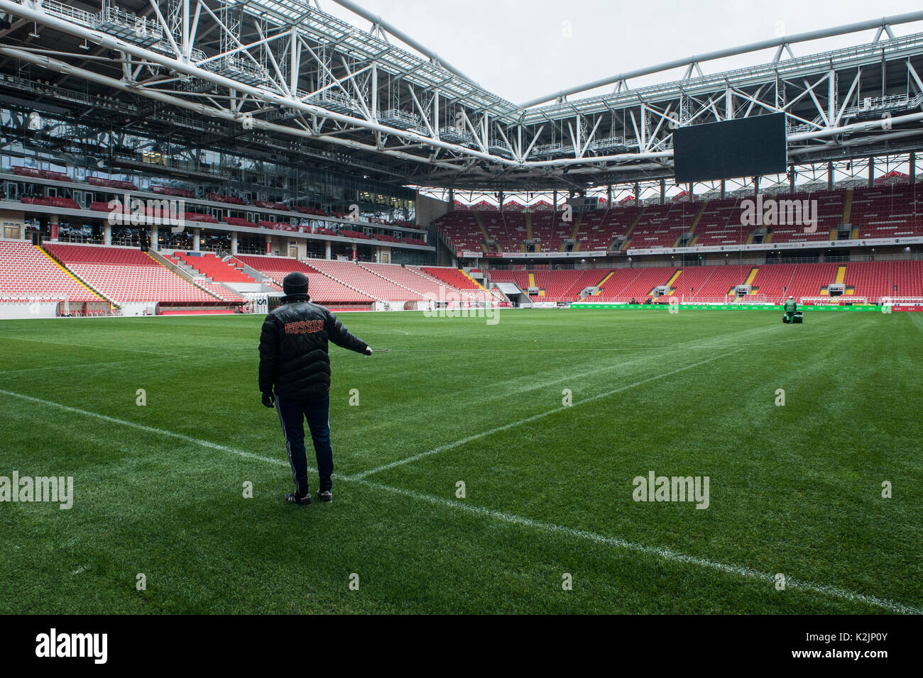 Die Heimstätte des Spartak Moskau Otkrytie Arena/Spartak Stadium, wird für den Weltcup verwendet werden. Bau und Renovierung von Fußballstadien in Russland ist Rennen gegen die Zeit, als Russland ist die FIFA WM 2018 im Juni und Juli 2018 zu bewirten. Stockfoto