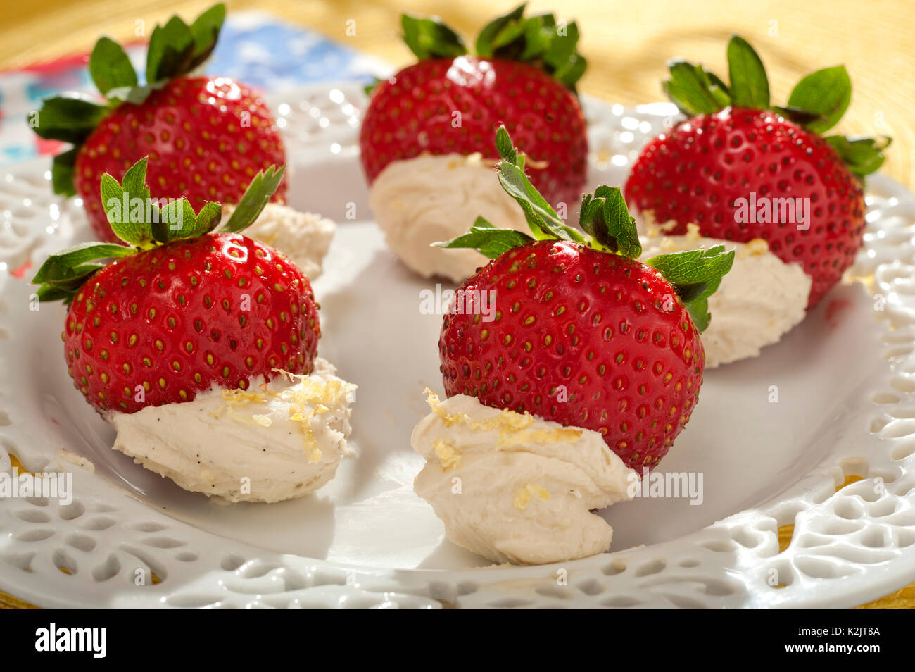 Erdbeeren und Mascarpone Stockfoto
