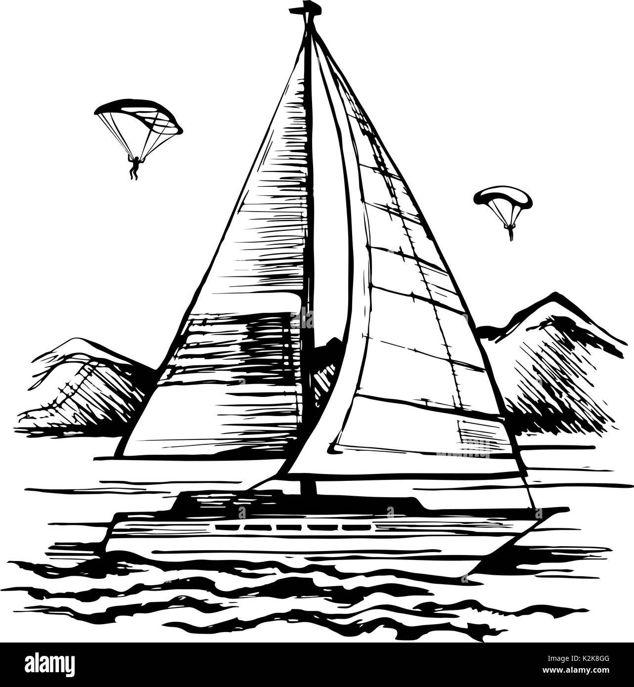 Aktiv segeln und Fallschirmspringen Stock Vektor