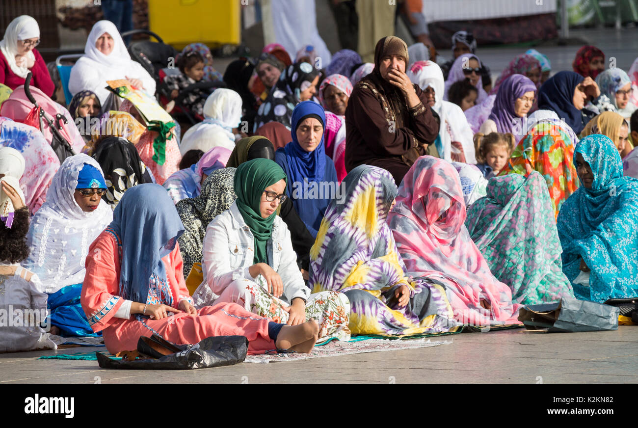 Las Palmas, Gran Canaria, Kanarische Inseln, Spanien. 1. September 2017. Spanien: 100 der Muslime in Las Palmas, der Hauptstadt Gran Canarias, zusammenkommen, um zu beten, ebenso wie das Eid al-Adha ('Sacrifice Fest") am Freitag morgen feiern. Stockfoto