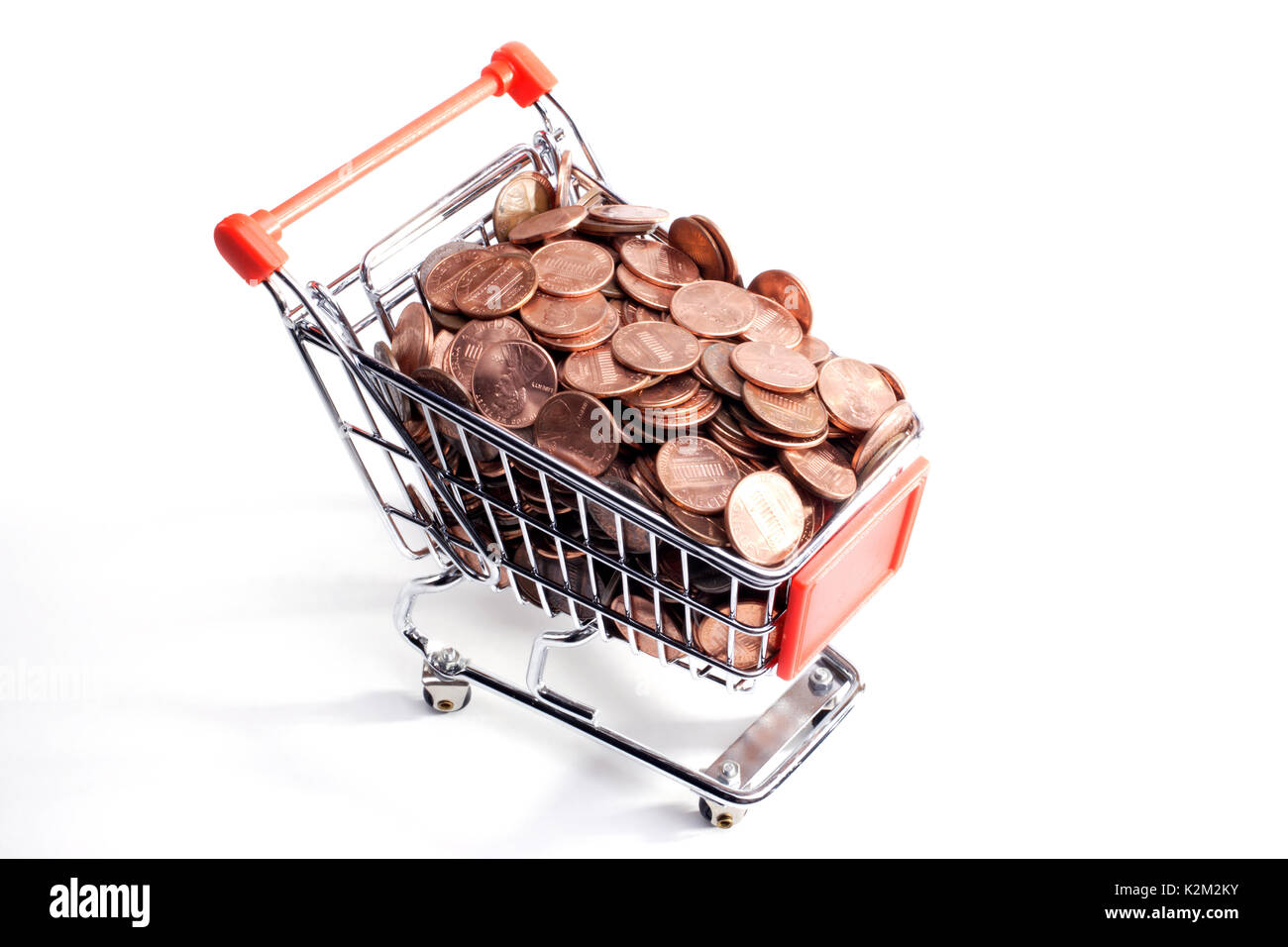 Amerikanische Cent in einen Warenkorb Stockfoto