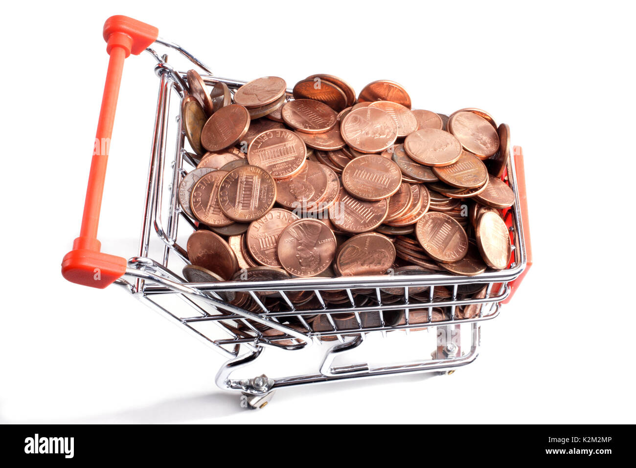 Amerikanische Cent in einen Warenkorb Stockfoto
