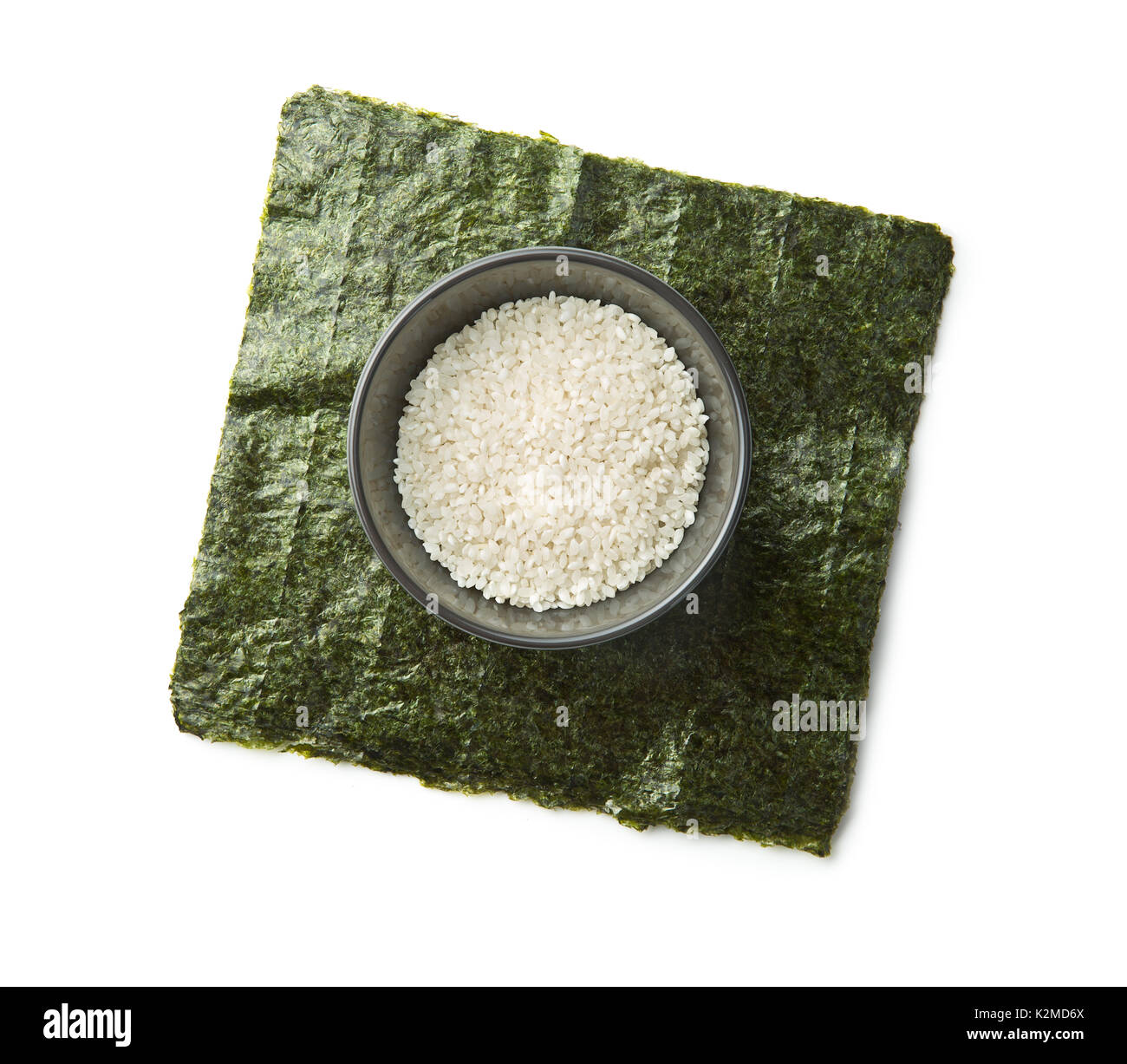 Grüne nori Blatt und Reis. Sushi Zutaten. Stockfoto