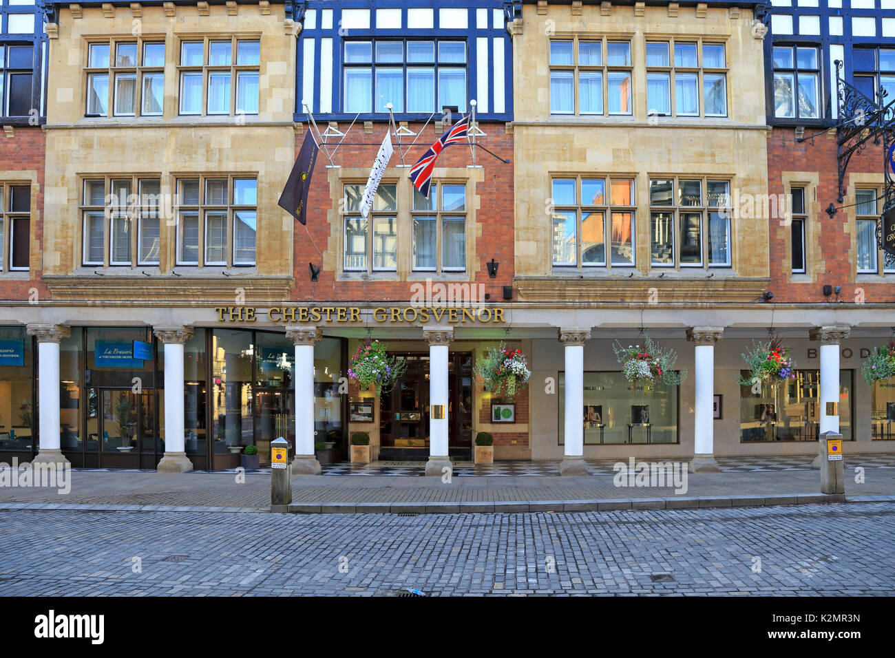 Die Chester Grosvenor, Westgate Street, Chester, Cheshire, England, UK. Stockfoto