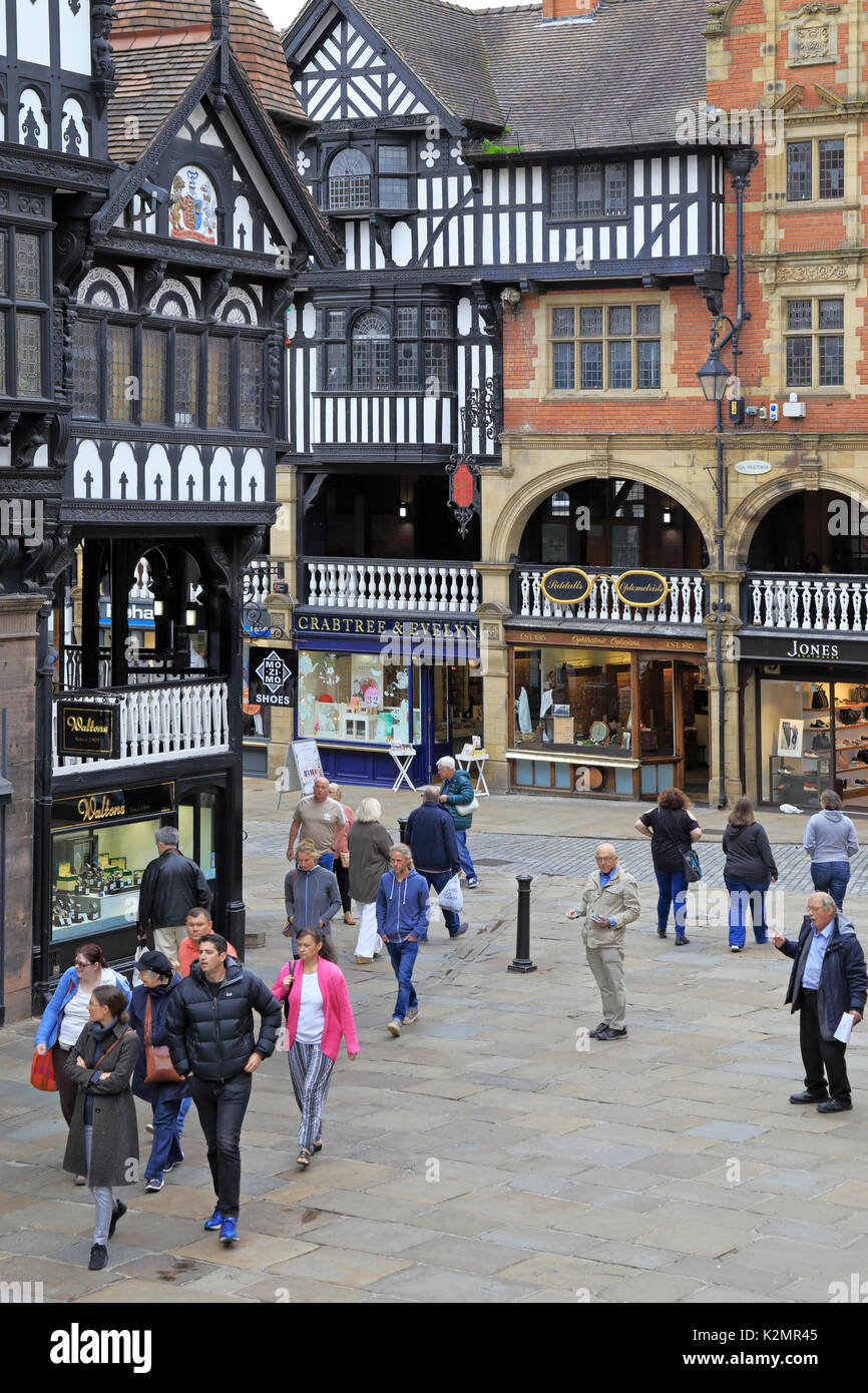 Bridge Street und Watergate Zeilen, Chester, Cheshire, England, UK. Stockfoto