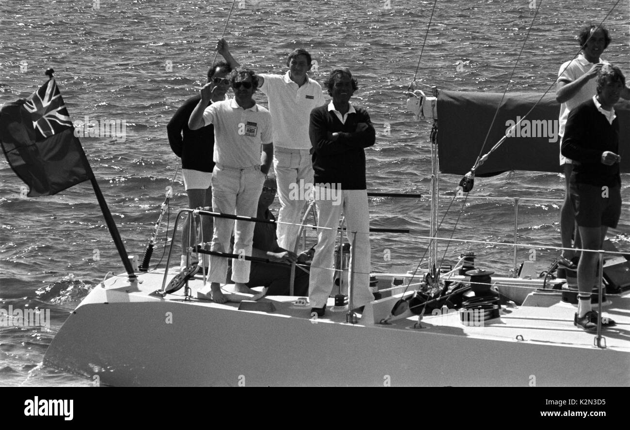 AJAXNETPHOTO. - 15. August 1979. PLYMOUTH, England. - FASTNET END-britischer Admiral's Cup TEAM YACHTCHARTER BLIZZARD ankommt. Foto: Jonathan Eastland/AJAX. REF: 2791508 2 Stockfoto