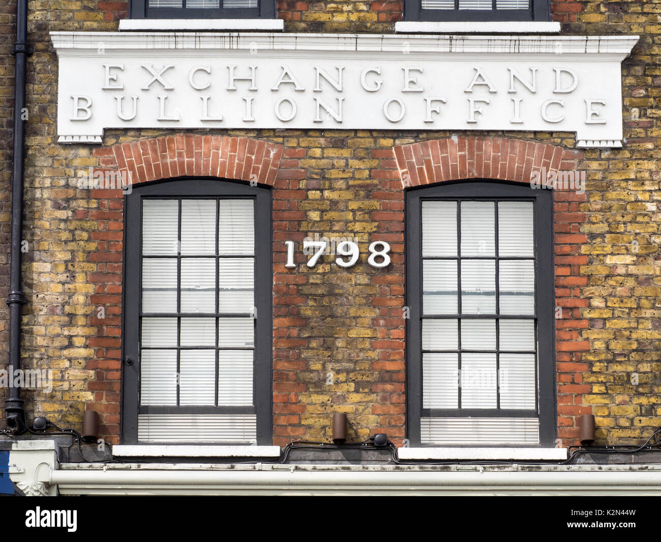 Alte Börse und Bullion Büro in Wardour Street, Soho, London UK. Das Büro beherbergt heute ein Restaurant Stockfoto