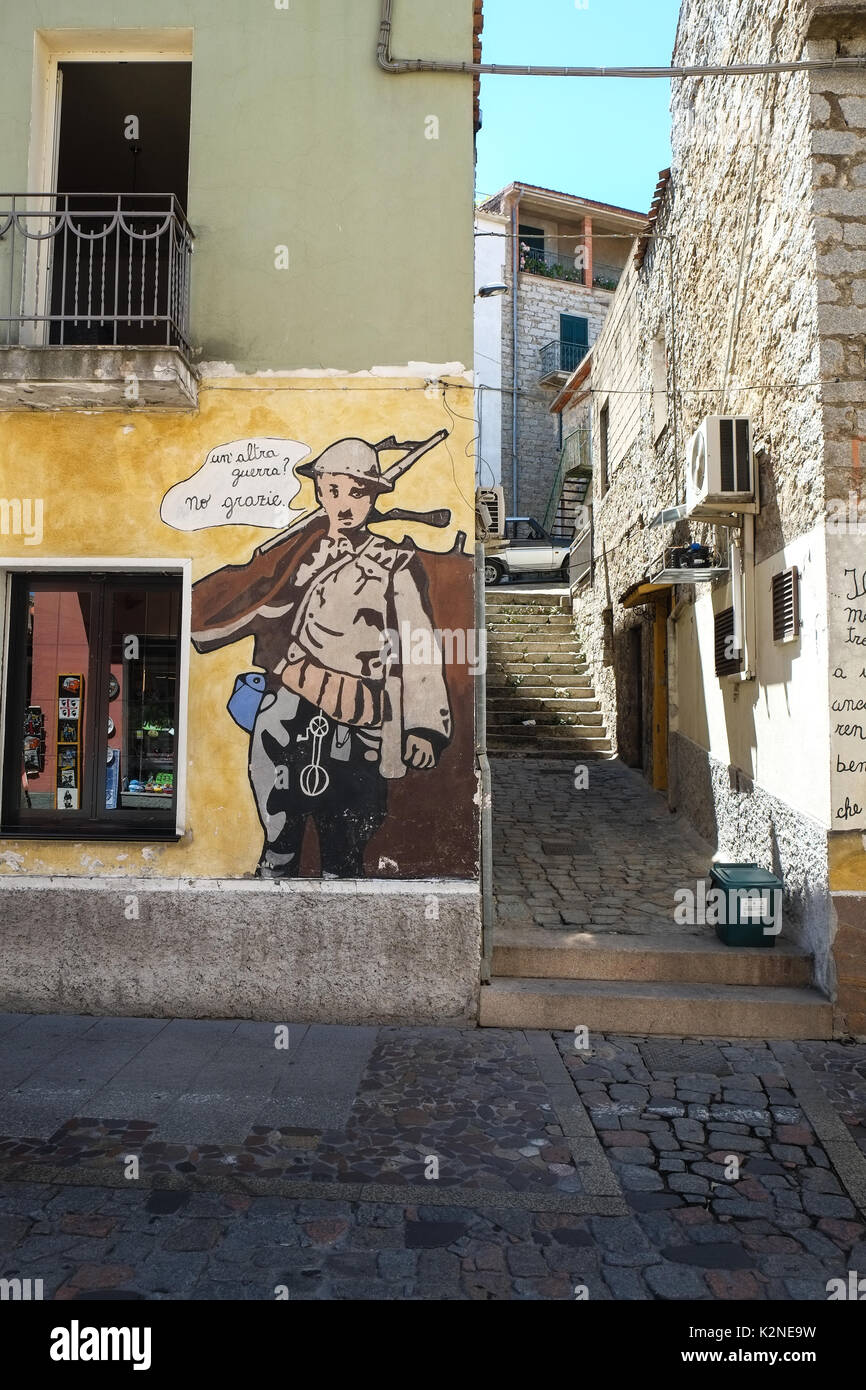 Street Art Wandbilder in Orgosolo, Sardinien, Italien Stockfoto