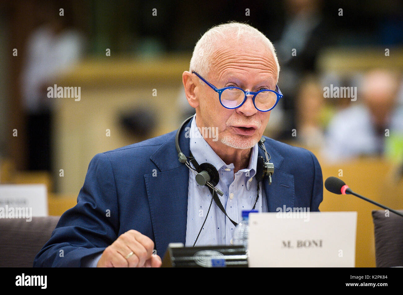 Brüssel, Bxl, Belgien. 31 Aug, 2017. Michal Boni Mitglied des Europäischen Parlaments (MDEP) während der Debatte über die Rechtsstaatlichkeit in Polen an der Ausschuss des Europäischen Parlaments für Bürgerliche Freiheiten, Justiz und Inneres in Brüssel, Belgien, am 31.08.2017 von Wiktor Dabkowski Credit: Wiktor Dabkowski/ZUMA Draht/Alamy leben Nachrichten Stockfoto