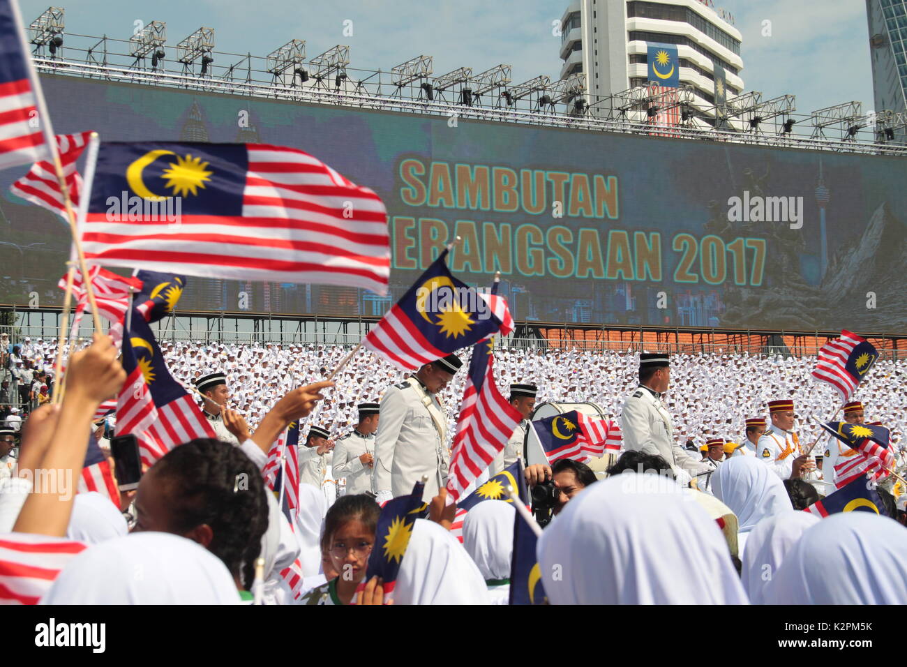 Kuala Lumpur, Malaysia. 31 Aug, 2017. Malaysia Tag der Unabhängigkeit Leistung an der kultigen Ort Merdeka Square, Kuala Lumpur, Malaysia. Credit: Calvin Chan/Alamy leben Nachrichten Stockfoto