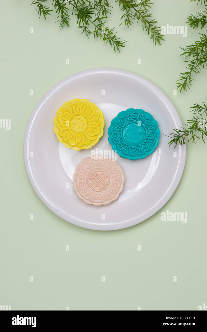 Chinesische berühmten Essen. Mooncakes. Chinesische Gebäck traditionell während der Mondfest gegessen Stockfoto