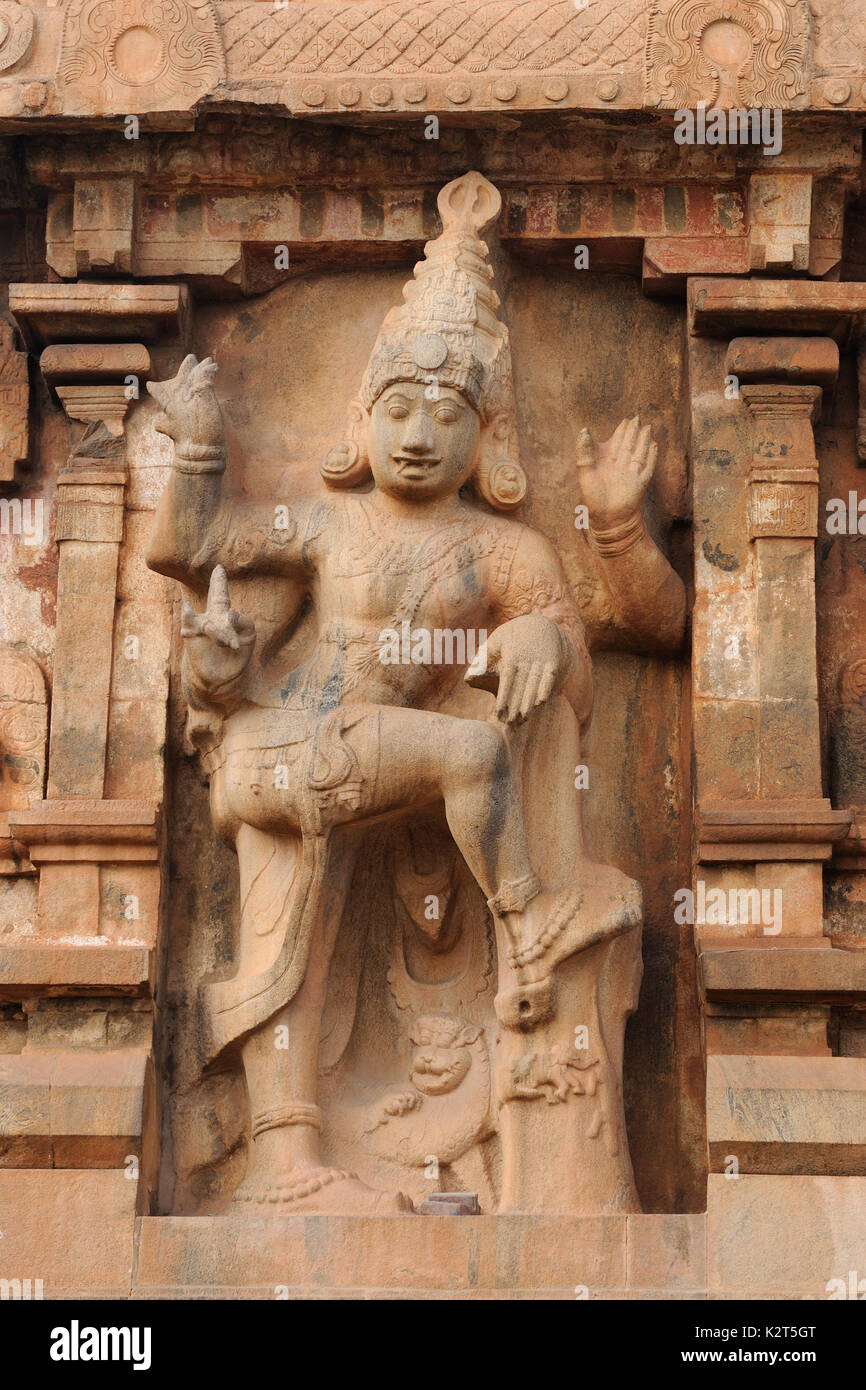 Indien, Brihadeeswarar Hindu Tempel in Thanjavur, Detail Stockfoto