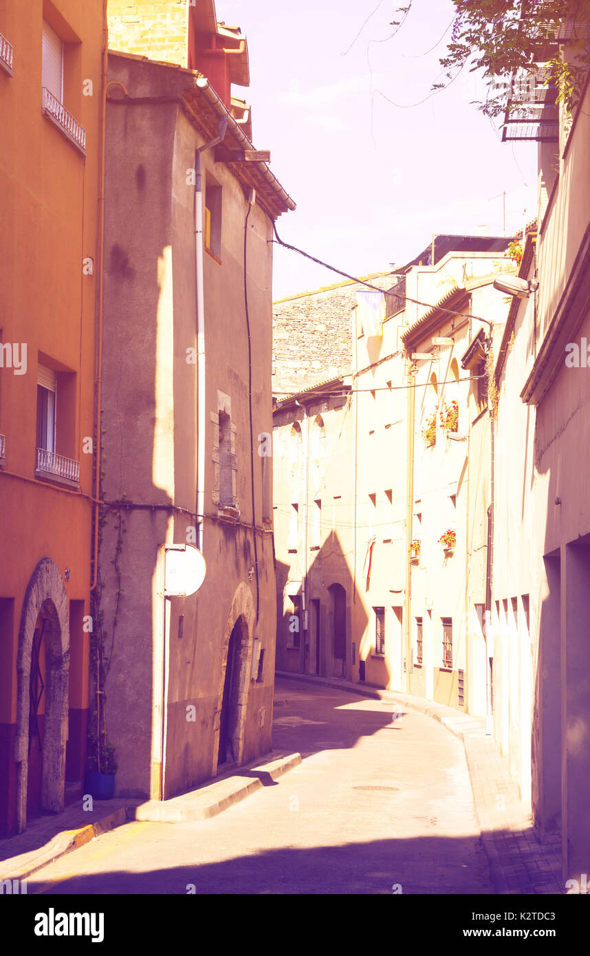 Straße in gewöhnlichen katalanische Stadt. Banyoles, Spanien Stockfoto