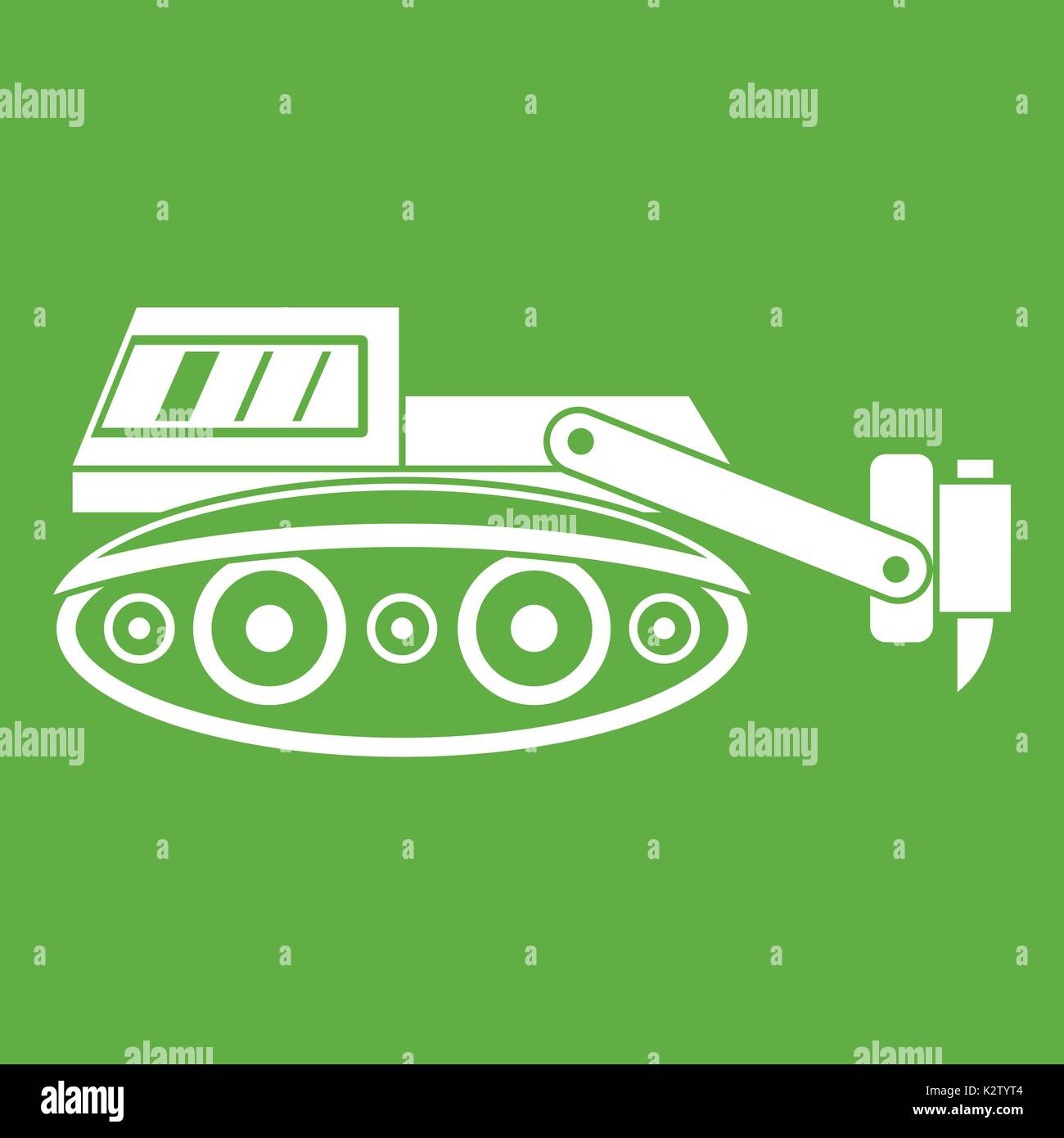 Bagger mit hydraulikhammer Symbol grün Stock Vektor