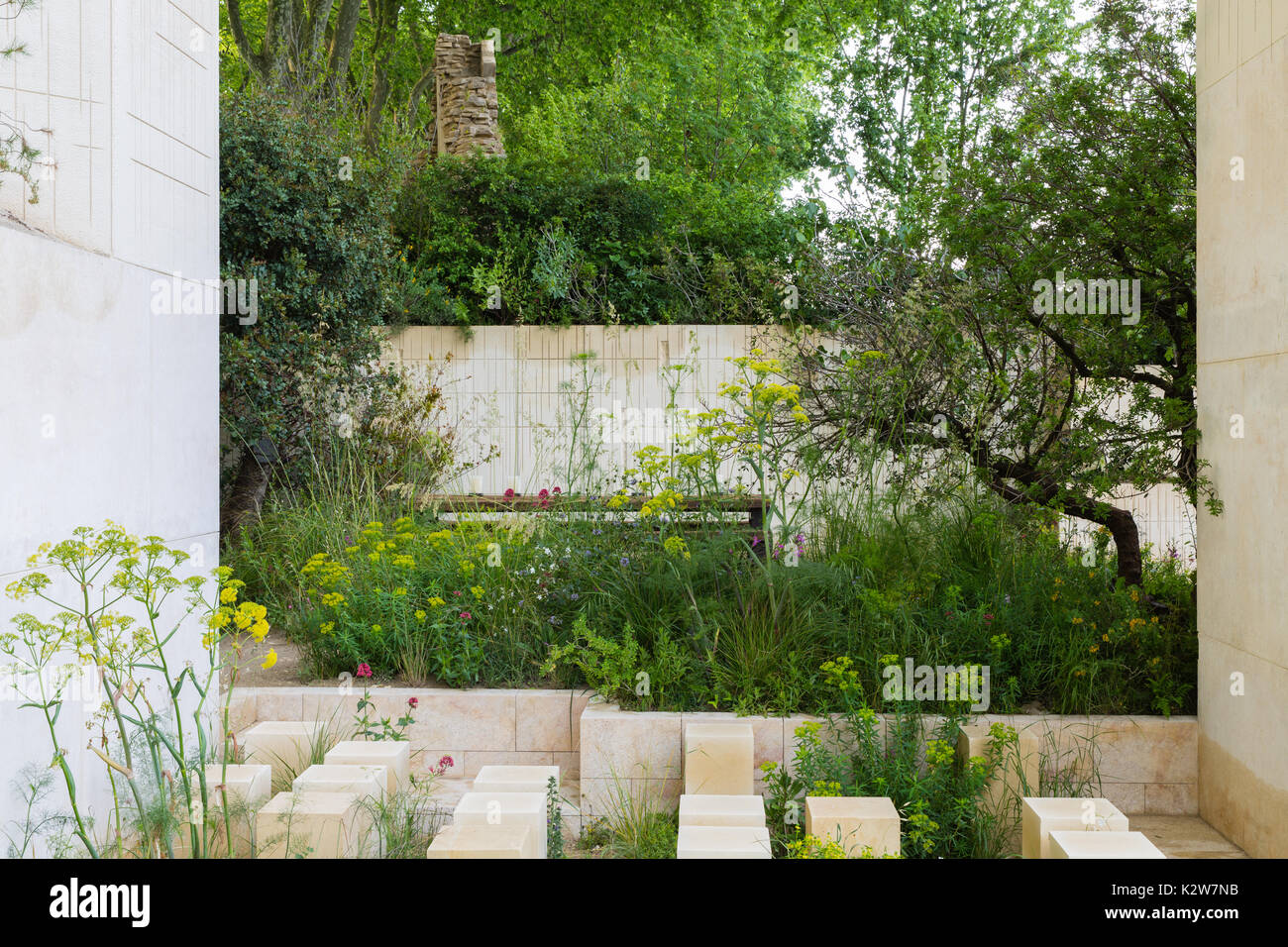 Die M&G Garten, Designer James Basson. Goldmedaille und Best in Show. Maltesische Pflanzen Stockfoto