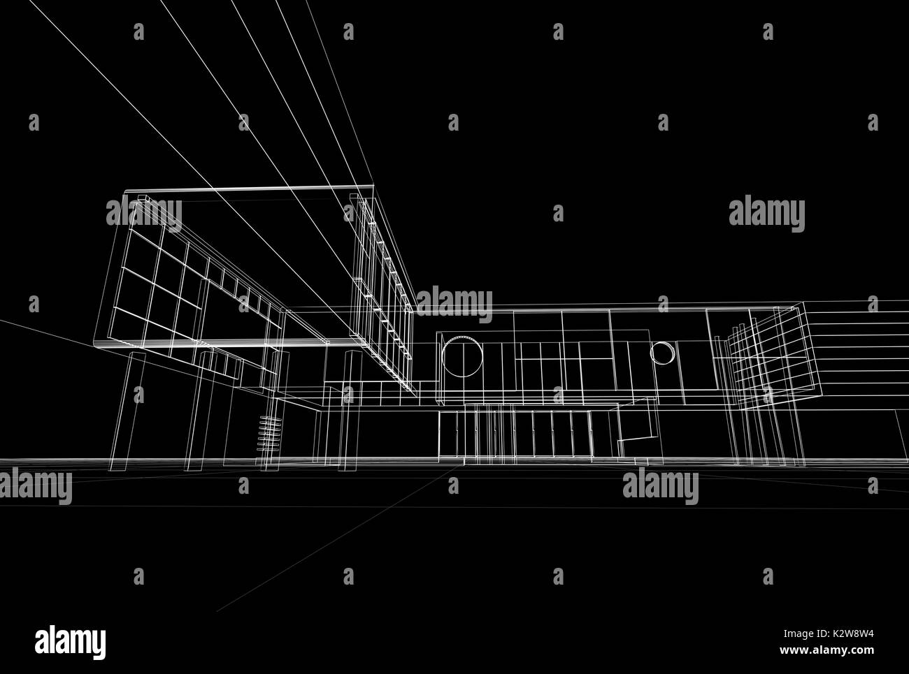 Gebäude Bauplan 3D-Rendering Stockfoto