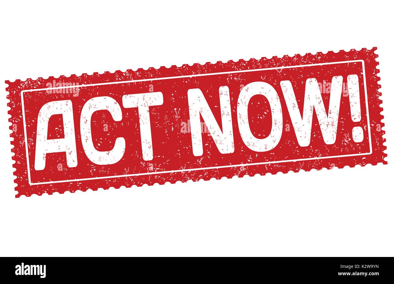 Handeln Sie jetzt, grunge Stempelabdruck auf weißen, Vektor, Abbildung Stock Vektor