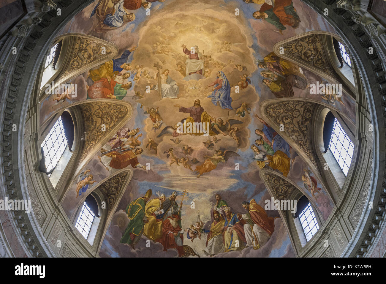 Fresko in der Basilika Santa Maria degli Angeli e dei Martiri. Rom, Italien, Juni, 2017 Stockfoto