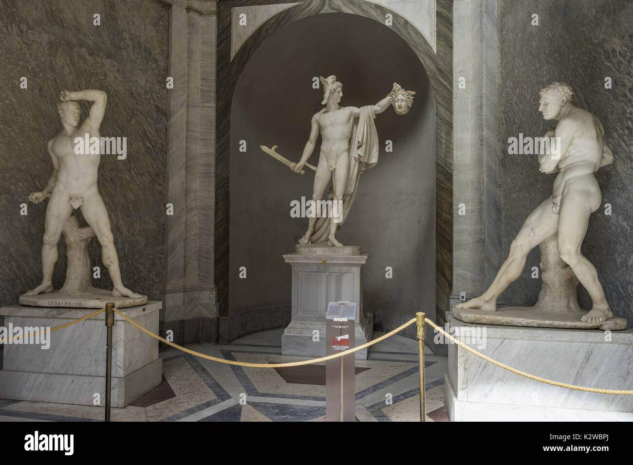 Vatikan Museum. Juni 2017. Perseus Statue, von Antonio Canova geschnitzt. Die Statue zeigt die triumphierende Perseus, die den abgetrennten Kopf der Medusa Stockfoto