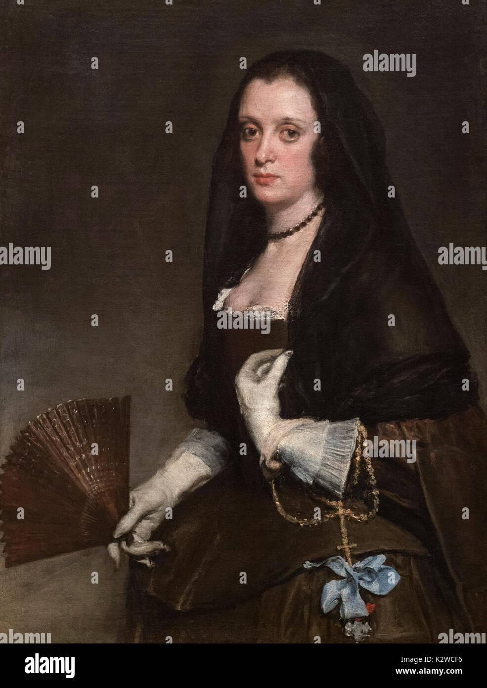 Diego Velázquez (1599-1660), die Dame mit einem Ventilator, Spanien, Ca. 1640. Stockfoto