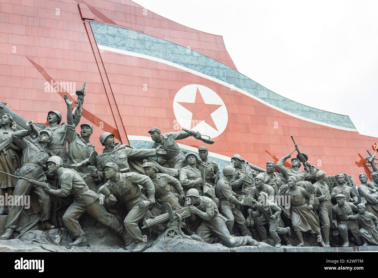 Die sozialistische Revolution Denkmal an Mansu Hill Grand Denkmal, Mansudae, Pyongyang, Nordkorea Stockfoto