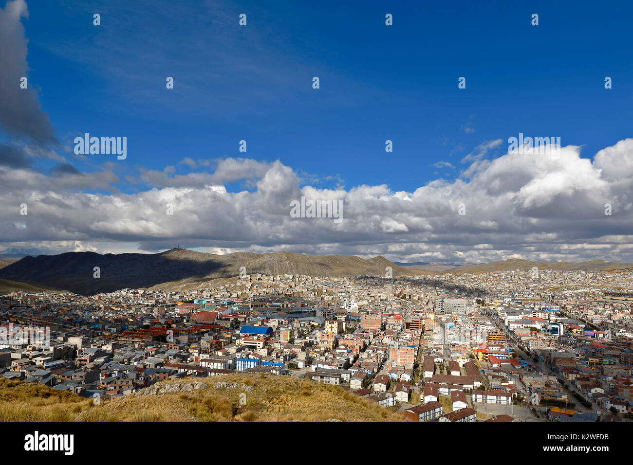 Allgemeine Ansicht der Stadt 'Cerro de Pasco' Stockfoto