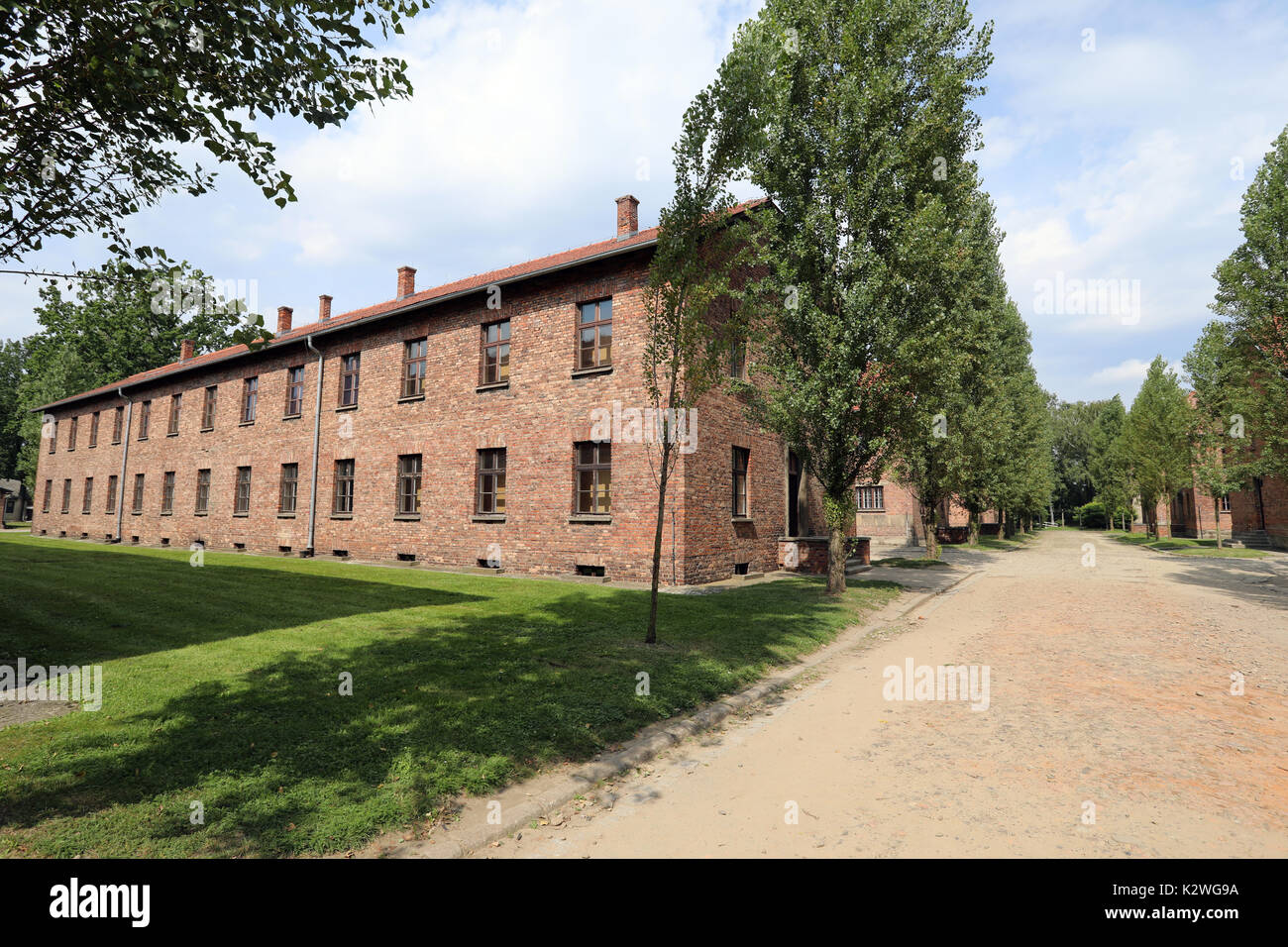 Gebäude in der nationalsozialistischen Konzentrationslager Auschwitz, in der Nähe der Stadt Oświęcim, Polen, fotografiert am 25. August 2017. Stockfoto